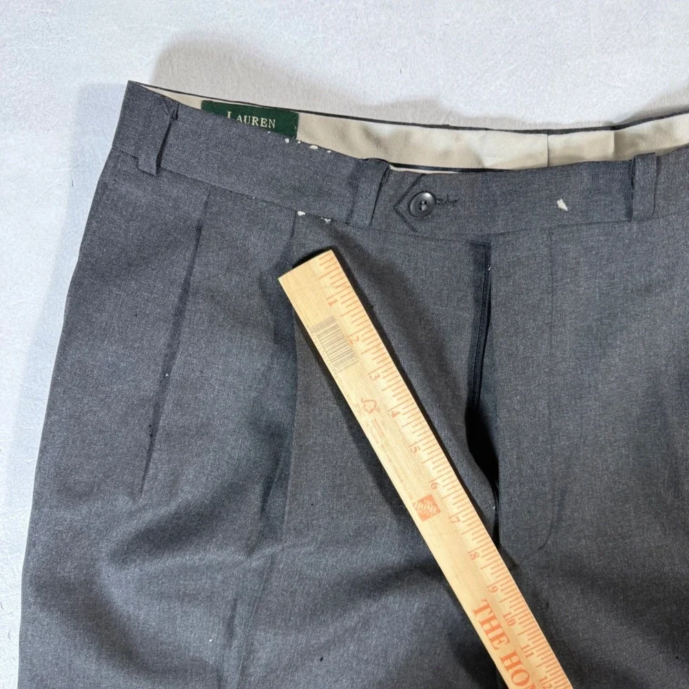 Lauren Ralph Lauren Pleated Wool Dress Pants‎ Trousers Mens 38x30 Charcoal Gray